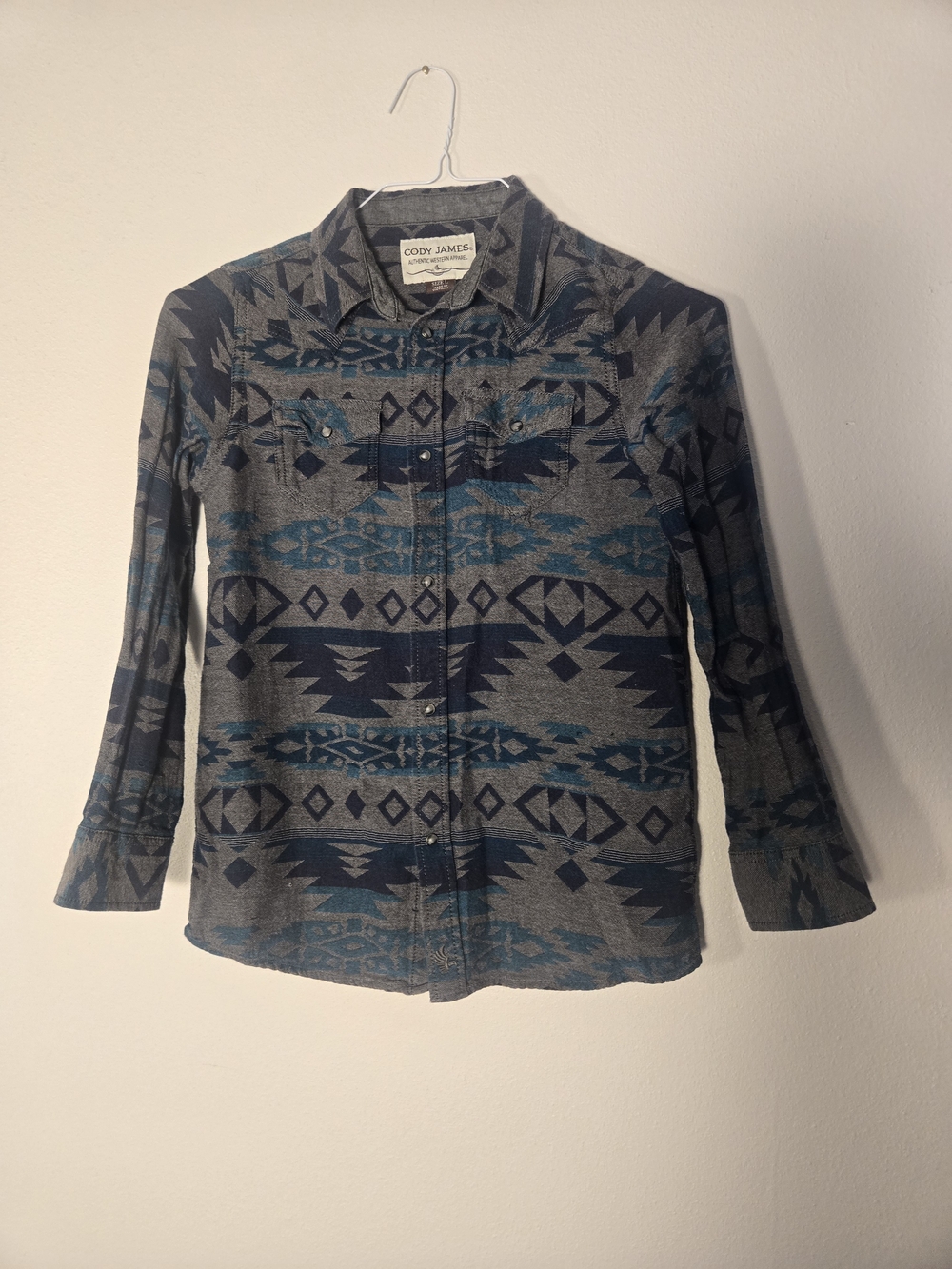 Cody James Women’s Gray & Teal Aztec Button-Down Shirt